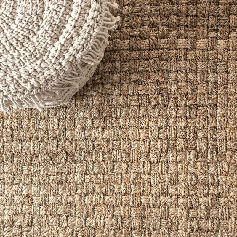 5'x8' Estera Hand Woven Boucle Chunky Jute Area Rug, Natural - JONATHAN Y