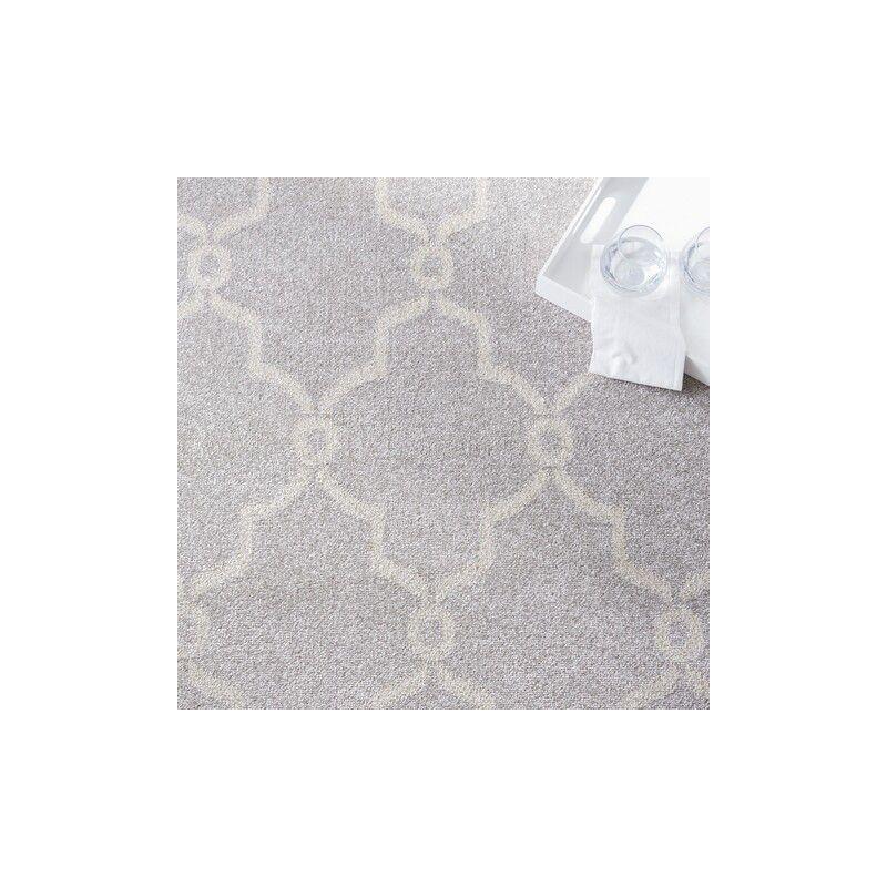 Light Grey Ivory Geometric Square Synthetic Area Rug