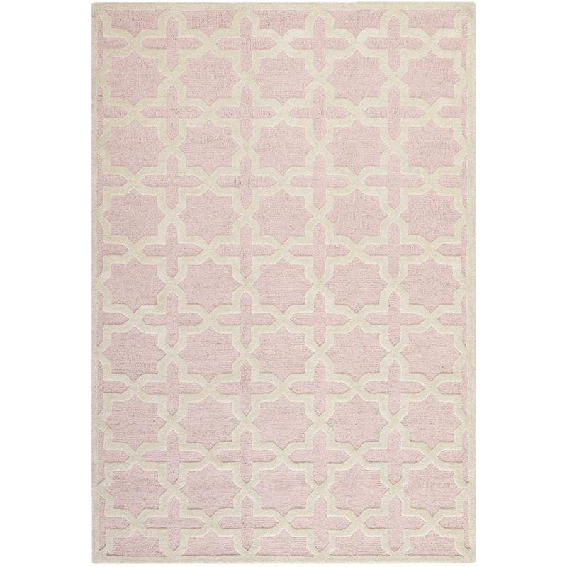 Light Pink and Ivory Hand-Tufted Wool Area Rug, 6' x 9'