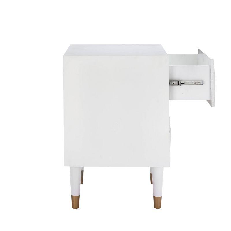 Elevated Geo-Textured White Nightstand with Gold Accents