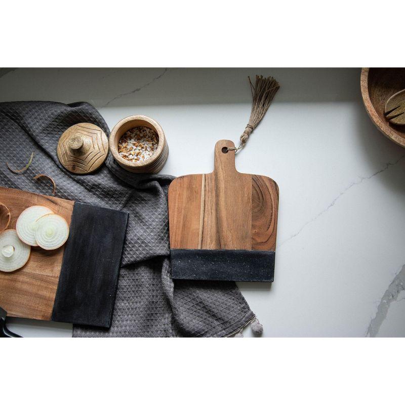 Small Black Wood, Marble & Jute Cutting Board - Foreside Home & Garden