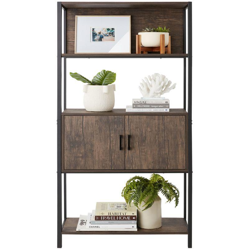 Adjustable Dark Walnut 41.5" Bookshelf with Doors