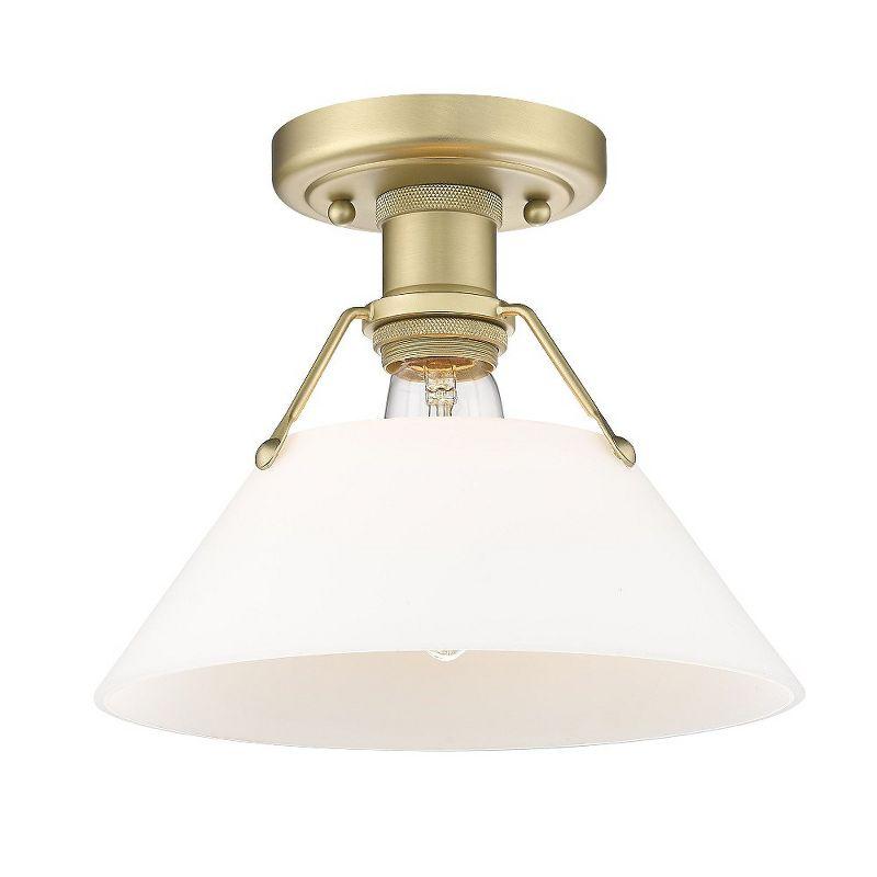 Golden Lighting Orwell 1-Light Flush Mount in Brushed Champagne Bronze with Opal Glass