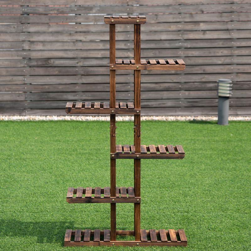 Costway 6 Tier 11 Pots Wooden Plant Flower Display Stand Wood Shelf Storage Rack Garden