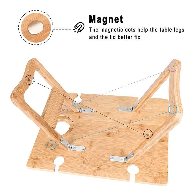 Tirrinia Bamboo Wine Picnic Table, Ideal Wine Lover Gift, Large Folding Portable Outdoor Snack & Cheese Tray for Concerts at Park, Beach