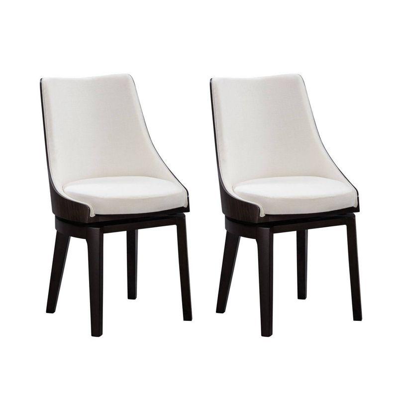 5pc Orleans High Back Chair Dining Set Cream/Black - Boraam: Mid-Century Modern, Rubberwood Frame, Polyester Upholstery