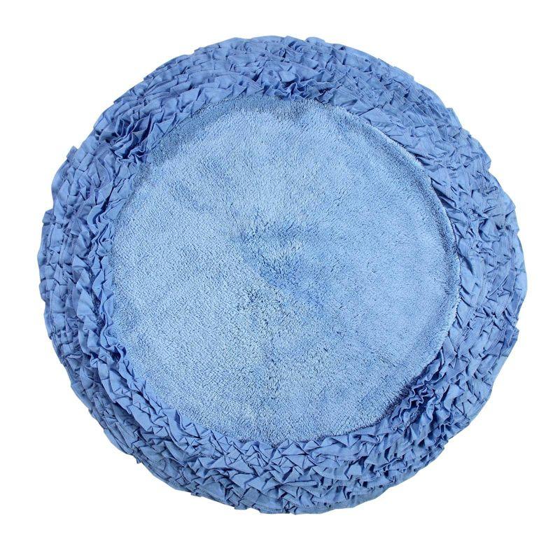 24"x40" Shaggy Border Collection Bath Rug Blue - Better Trends: Cotton Tufted, Machine Washable, No Backing