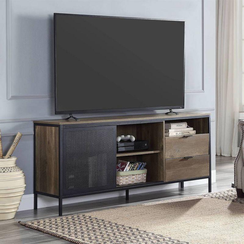 Acme Furniture Nantan TV Stand for TVs up to 60" Rustic Oak/Black Finish