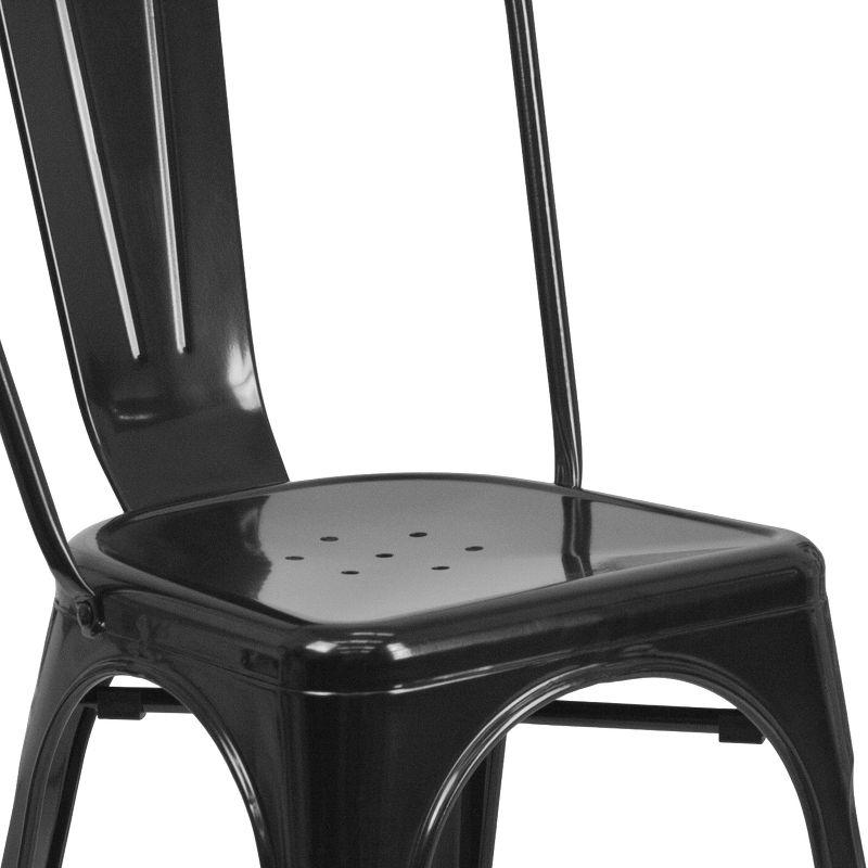 Flash Furniture Commercial Grade 23.75" Square Black Metal Indoor-Outdoor Table Set with 2 Stack Chairs