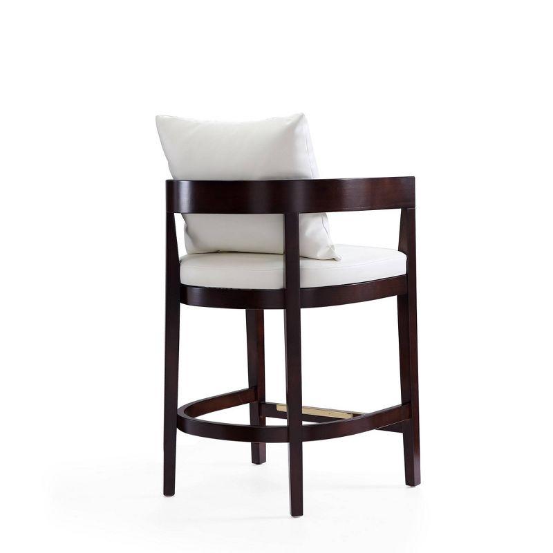 Ritz Beech Wood Counter Height Barstool Ivory - Manhattan Comfort: Upholstered, Faux Leather, Beechwood Legs