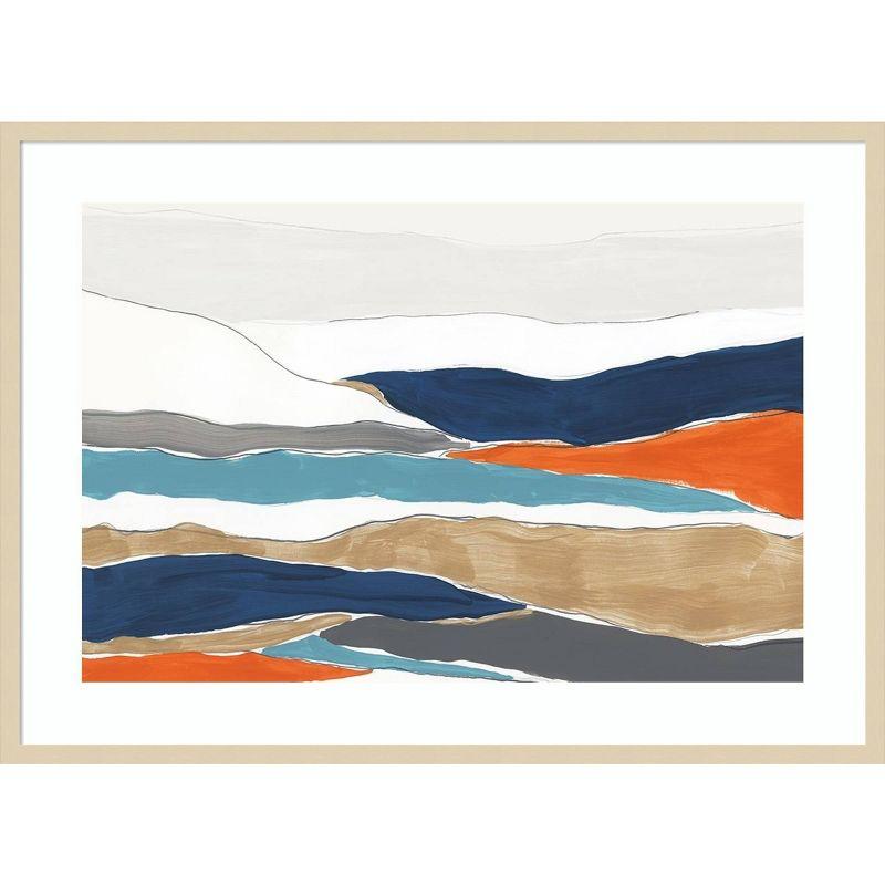 Orange and Blue Abstract Landscape Wood Framed Wall Art