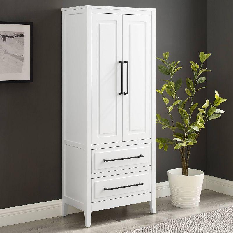 Crosley Genevieve Storage Pantry White: Modern Farmhouse Design, 2 Doors, 2 Drawers, Adjustable Shelves