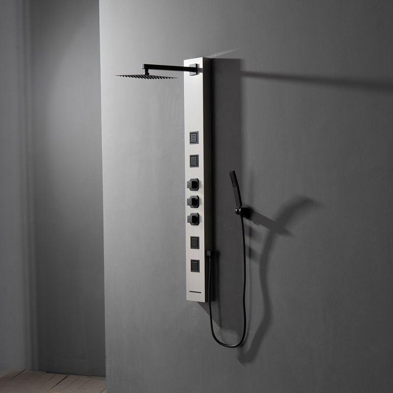 BWE 4-Jet Rainfall Shower Panel System with Rainfall Shower Head and Shower Wand