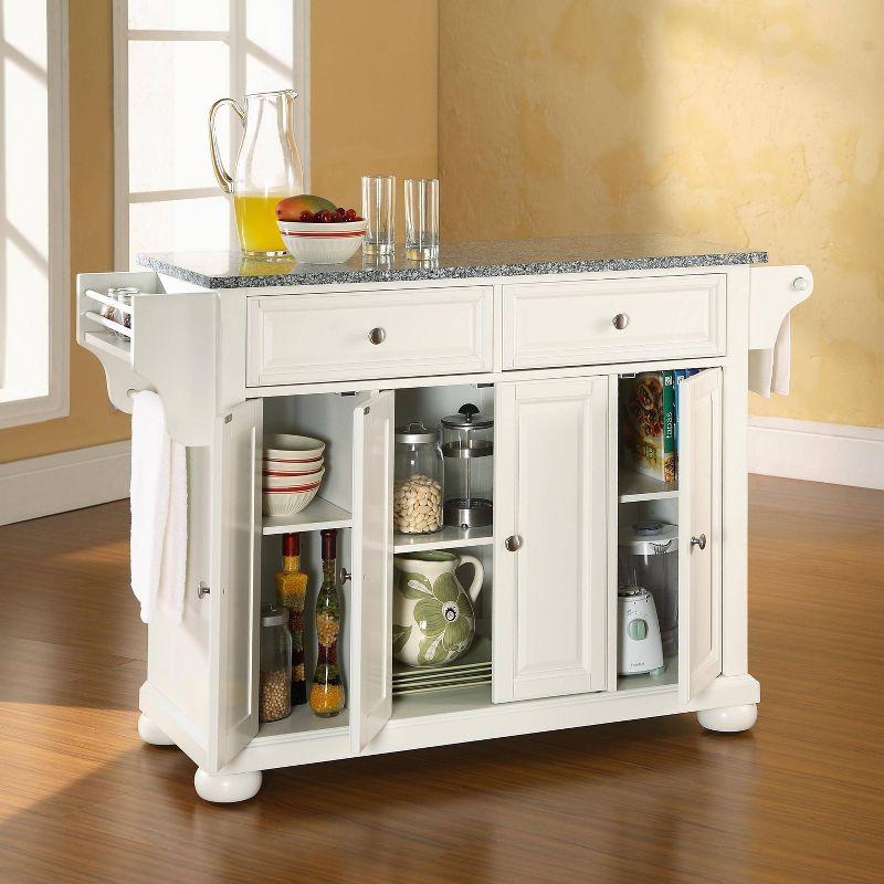 Alexandria Gray Granite Top Full Size Kitchen Island/Cart White - Crosley: Storage, Spice Rack, Towel Holder