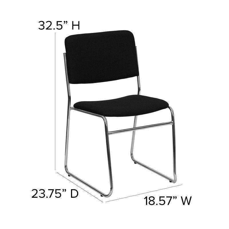 Black Fabric and Chrome Stacking Side Chair