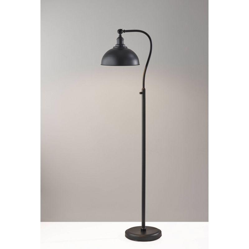 Wallace Floor Lamp Black - Adesso: Industrial Style, Exposed Edison Bulb Compatible, Articulating Shade