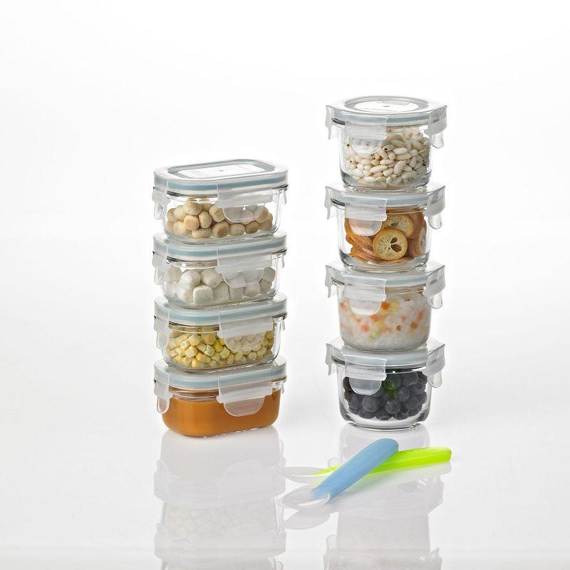 Clear Glass Baby Food Storage Container Set with Lids and Spoons