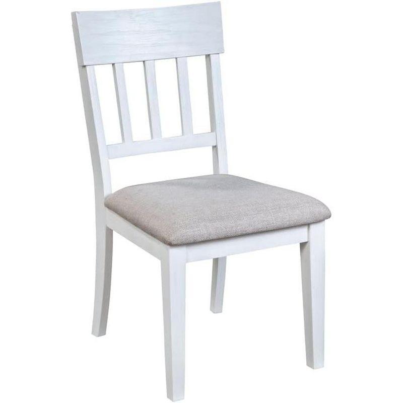 Transitional Slat-Back Upholstered Side Chair in Mystic White