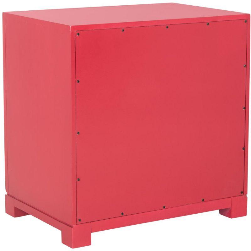 Raina 3 Drawer Greek Key Nightstand - FOX6278 - Red - Safavieh Couture