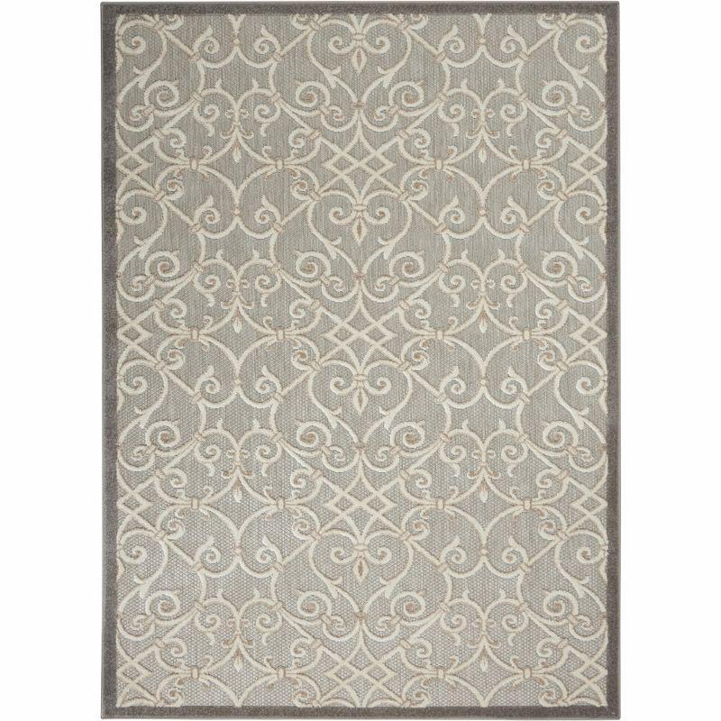 Nourison Aloha Contemporary Scroll Flatweave High-Low Indoor Outdoor Area Rug Natural 3'6" x 5'6"