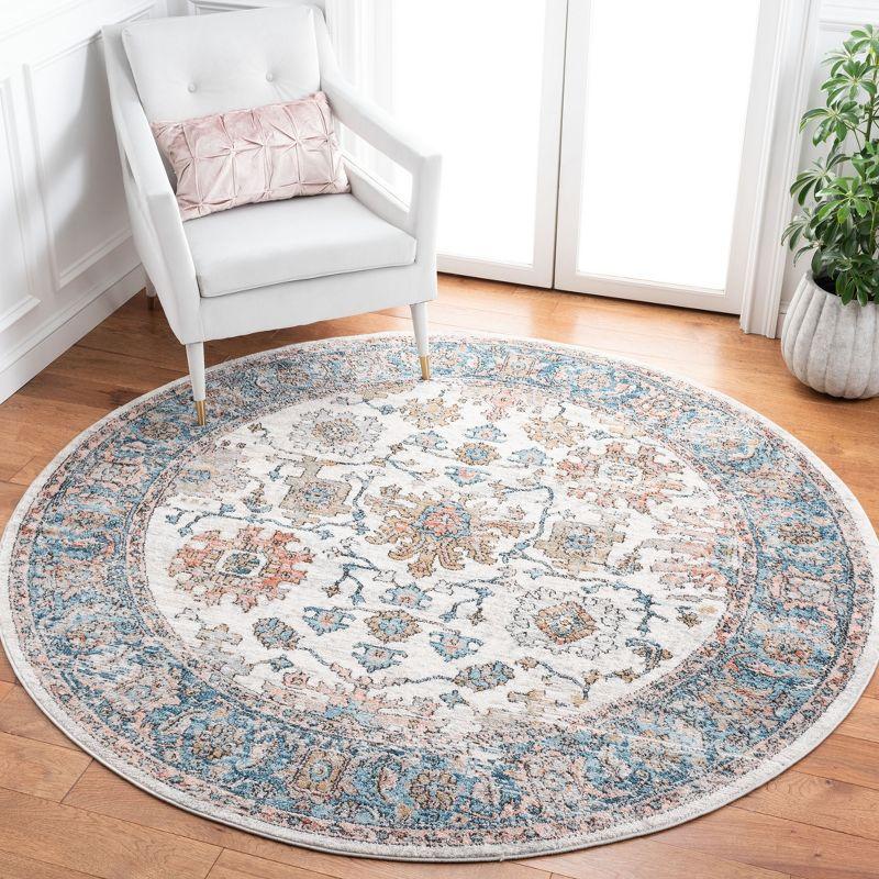 Shivan Blue and Gray Round Abstract Area Rug