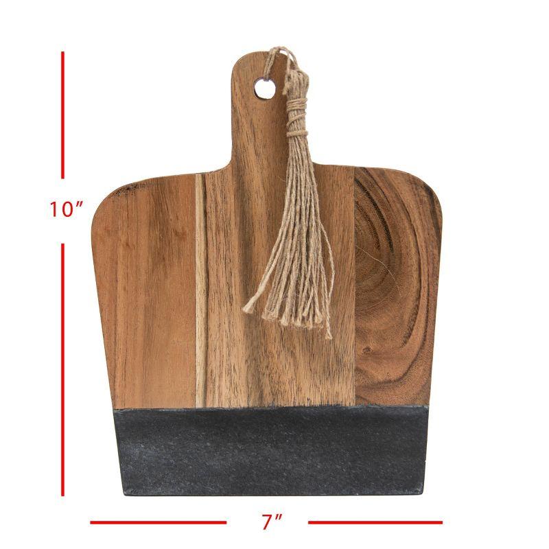 Small Black Marble and Acacia Wood Cutting Board with Jute Tassel