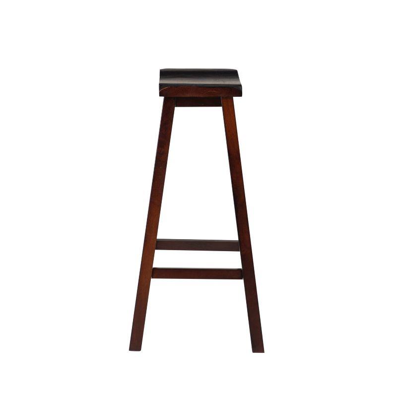 30" Saddle Backless Sloping Seat Barstool Wood Brown - Linon: Rubberwood, Footrest, Fixed Height