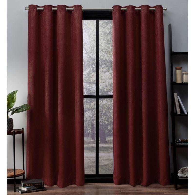 Exclusive Home Oxford Textured Sateen Thermal Room Darkening Grommet Top Window Curtain Panel Pair