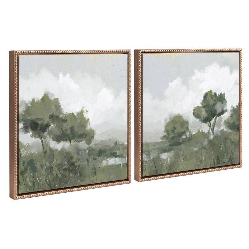 Kate & Laurel All Things Decor (Set of 2) 22"x22" Sylvie Shades of Olive 1 and 2 Framed Canvas Art Set by Mary Sparrow Set Gold