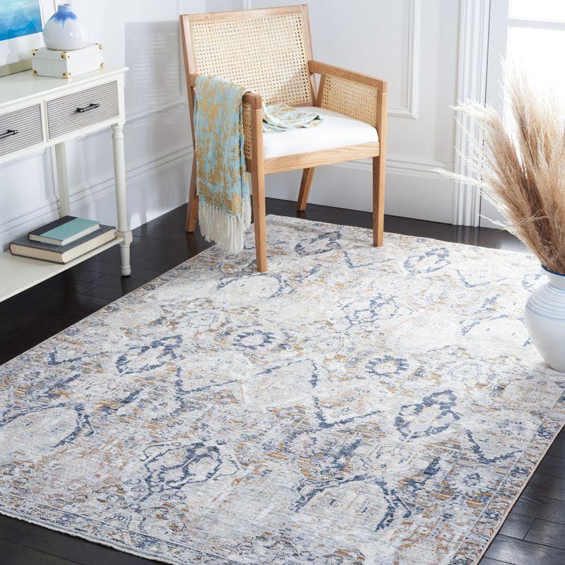 Moondust Gray and Blue Oriental Square Area Rug