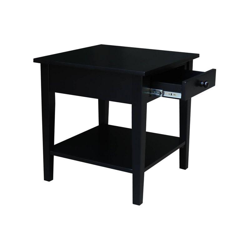 Black Solid Wood Square End Table with Storage, 24x24