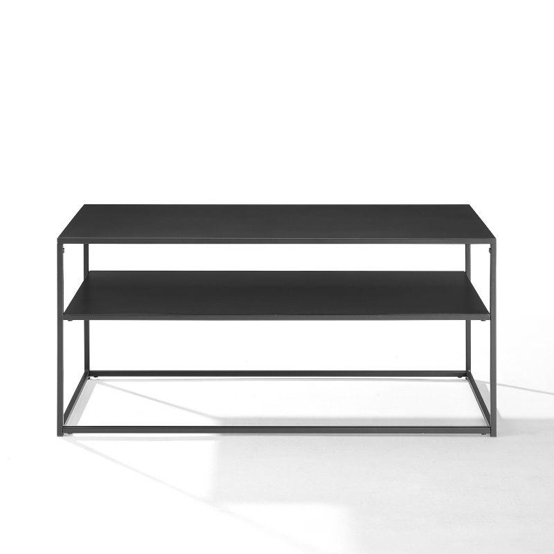 Braxton Matte Black Metal and Wood Rectangular Nesting Coffee Table