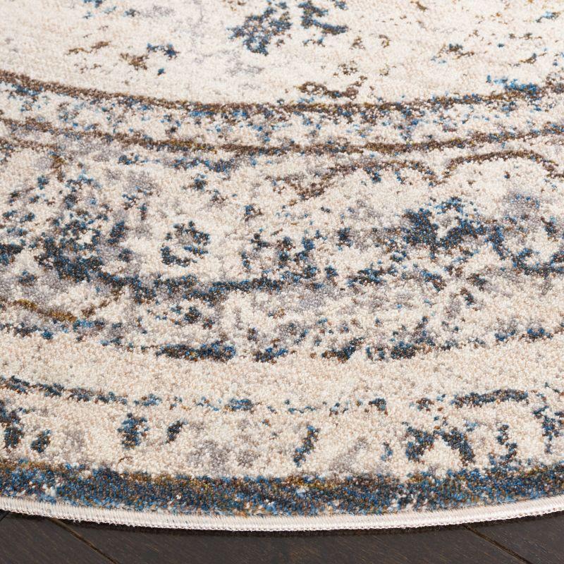 Vintage Persian VTP438 Power Loomed Indoor Area Rug - Ivory/Blue - 5' Round - Safavieh