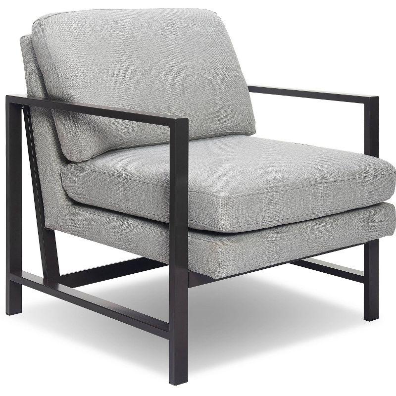 Tommy Hilfiger Russell Square Metal Frame Accent Chair, Mid-Century Modern, Medium-Soft Pillow Back