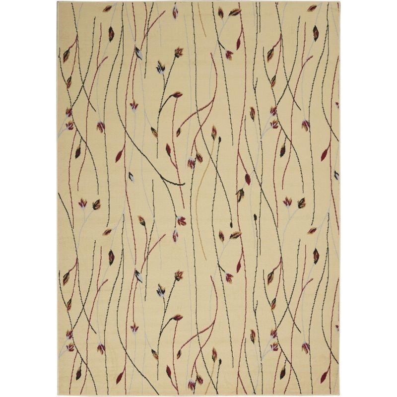 Cream Floral Synthetic 5' x 7' Area Rug