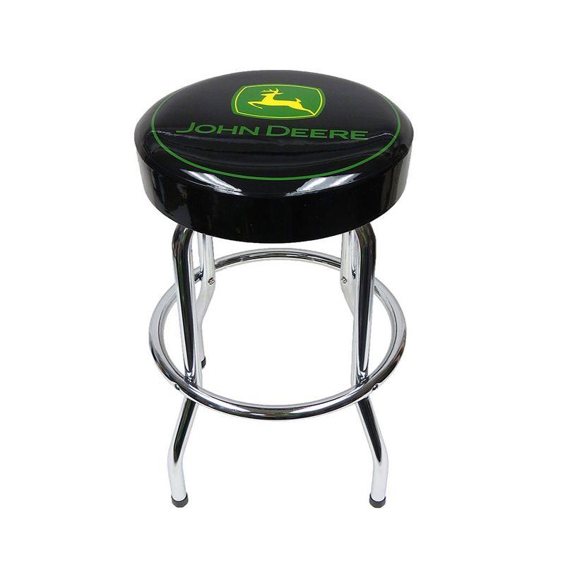 Black and Green Vinyl Upholstered Garage Stool with Chrome Legs