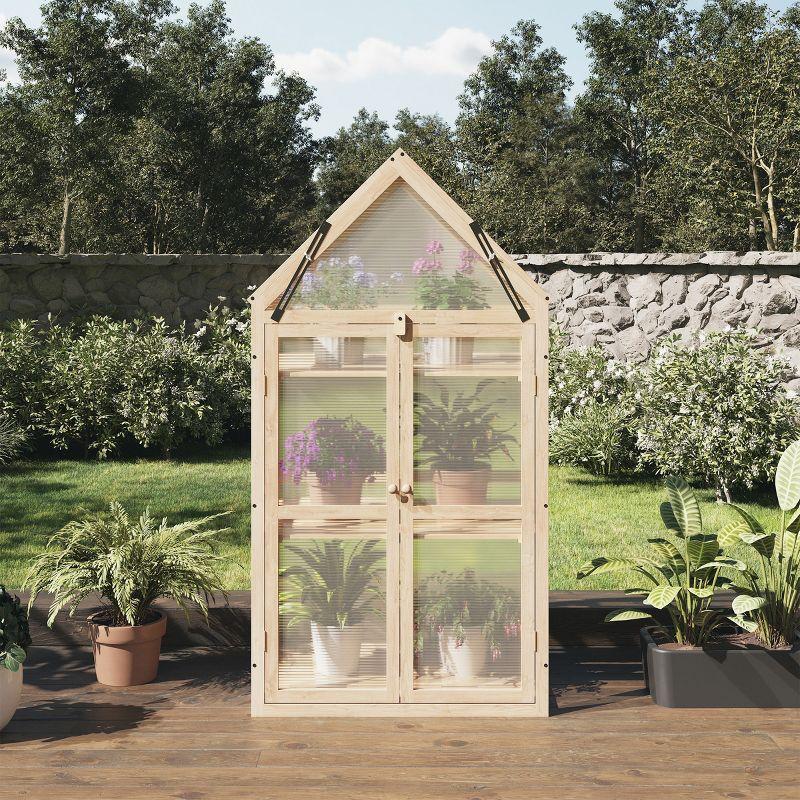 Home-Complete Wood Cold Frame Greenhouse with Adjustable Shelves