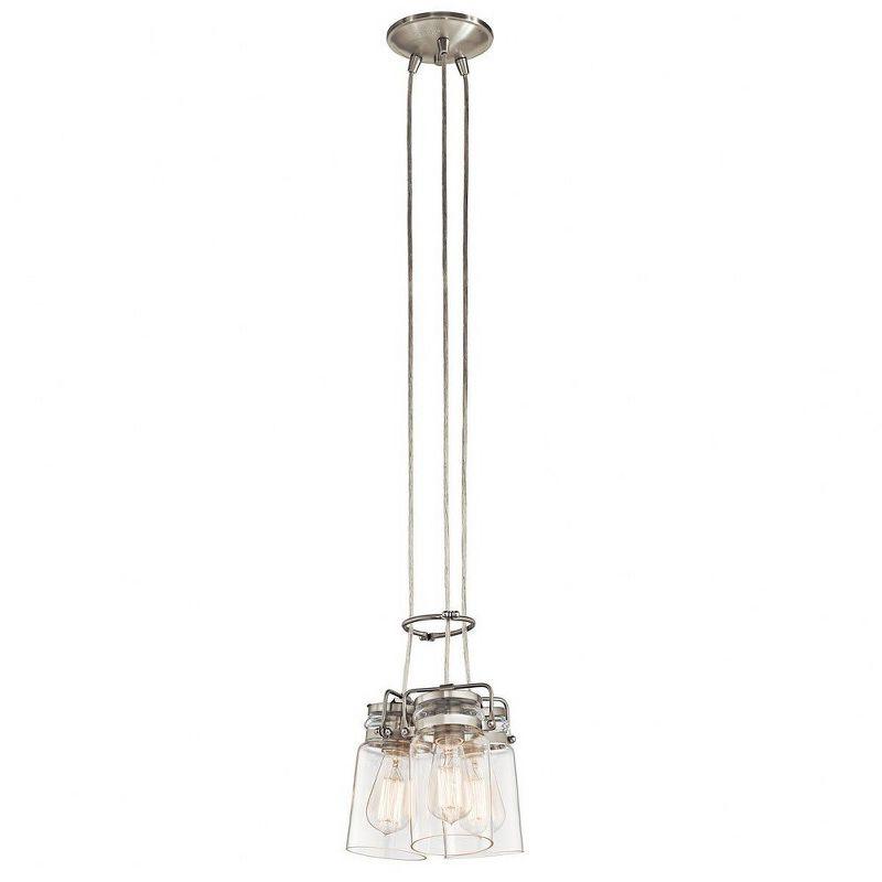 Brinley 7.75" 3 Light Pendant with Clear Glass Brushed Nickel