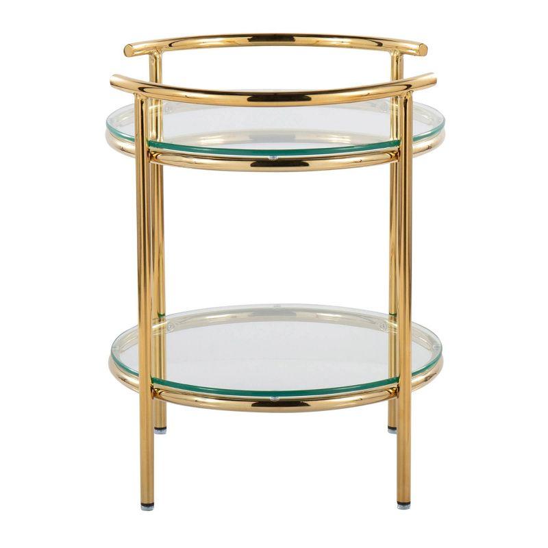 Rhonda Side Table Gold/Clear Glass - LumiSource: Art Deco, Tiered Design, Oval Shape, 22" Height