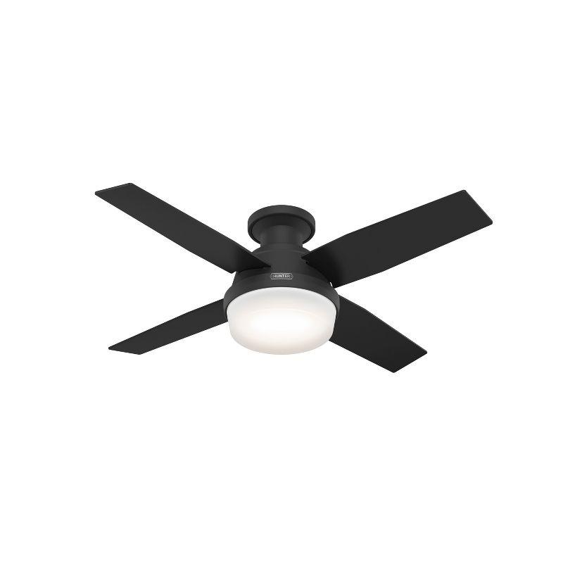 Dempsey Low Profile 44" 4 - Blade Indoor Flush Mount Small Room Ceiling Fan with Lights and Remote