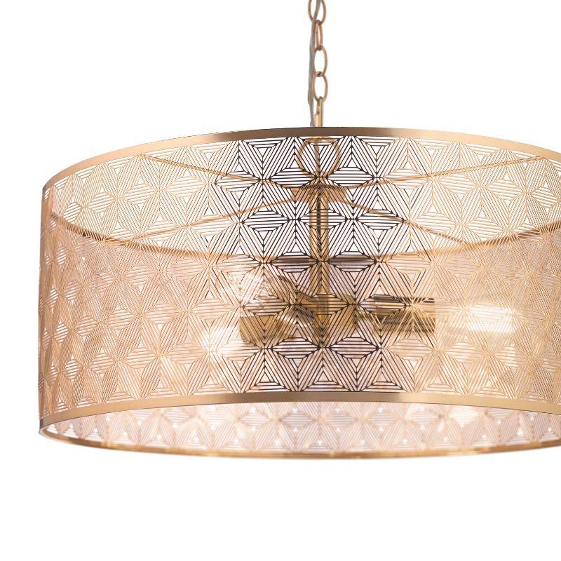 Amezcua 3 - Light Polished Gold Metal Drum Chandelier