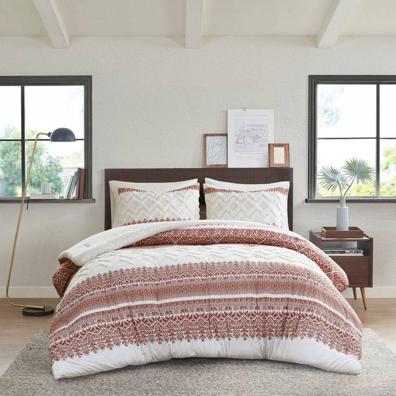 Mila 3 Piece Cotton Comforter Set with Chenille Tufting