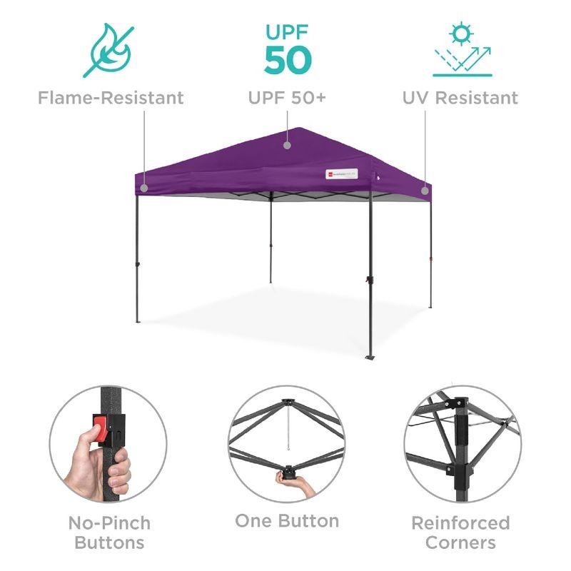 Best Choice Products Best Choice Products Easy Setup Pop Up Canopy W/ 1-Button Setup, Wheeled Case, 4 Weight Bags