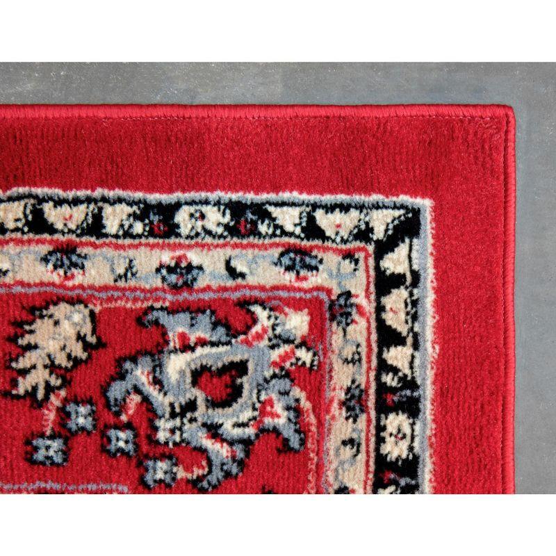 Transitional Red/Ivory 9' x 12' Stain-Resistant Synthetic Area Rug