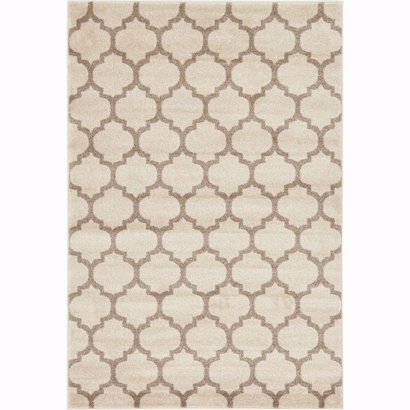 Unique Loom 4' 1 x 6' 1 Trellis Philadelphia Beige and Light Brown Area Rug