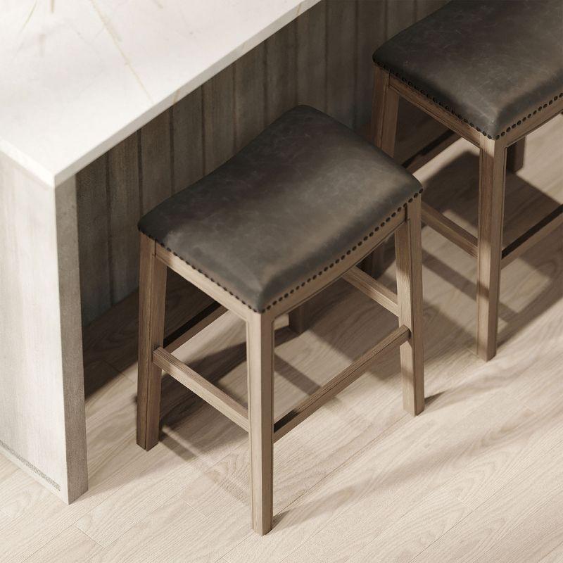 Maven Lane Adrien Backless Saddle Kitchen Stool, Set of 4