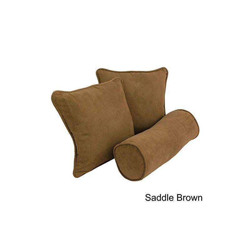 Blazing Needles Double-corded Solid Microsuede Throw Pillows with Inserts (Set of 3)