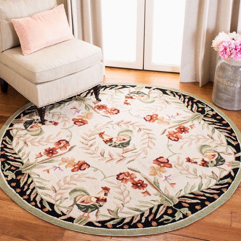 Chelsea HK92 Handmade Area Rug - 5'6" Round - Creme/Black - Safavieh