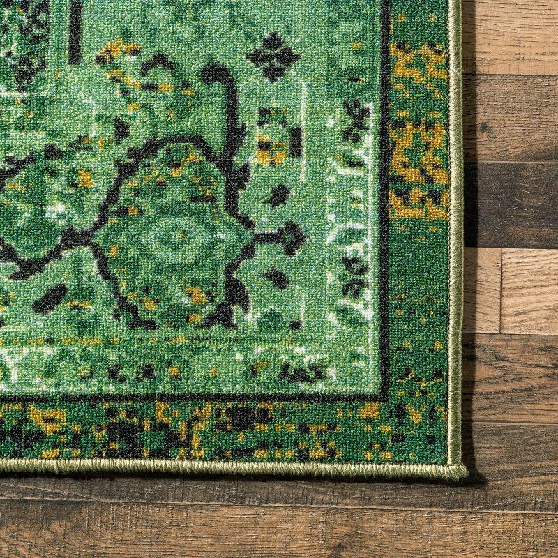 Green Tufted Reversible Synthetic Runner Rug