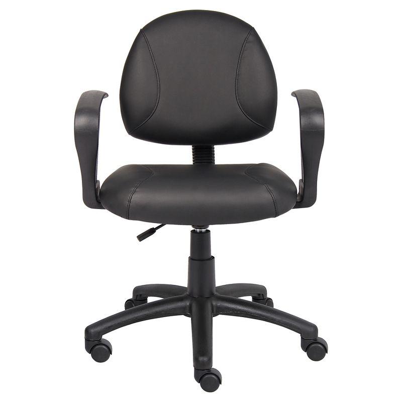 Posture Chair with Loop Arms Black - Boss Office Products: LeatherPlus, Lumbar Support, Adjustable Height